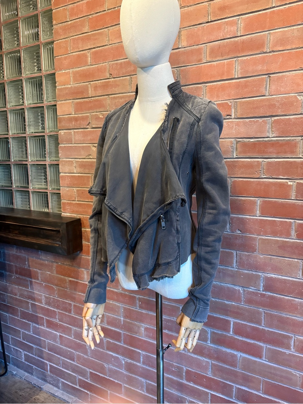 Free People Charcoal Draped Zip Jacket XS